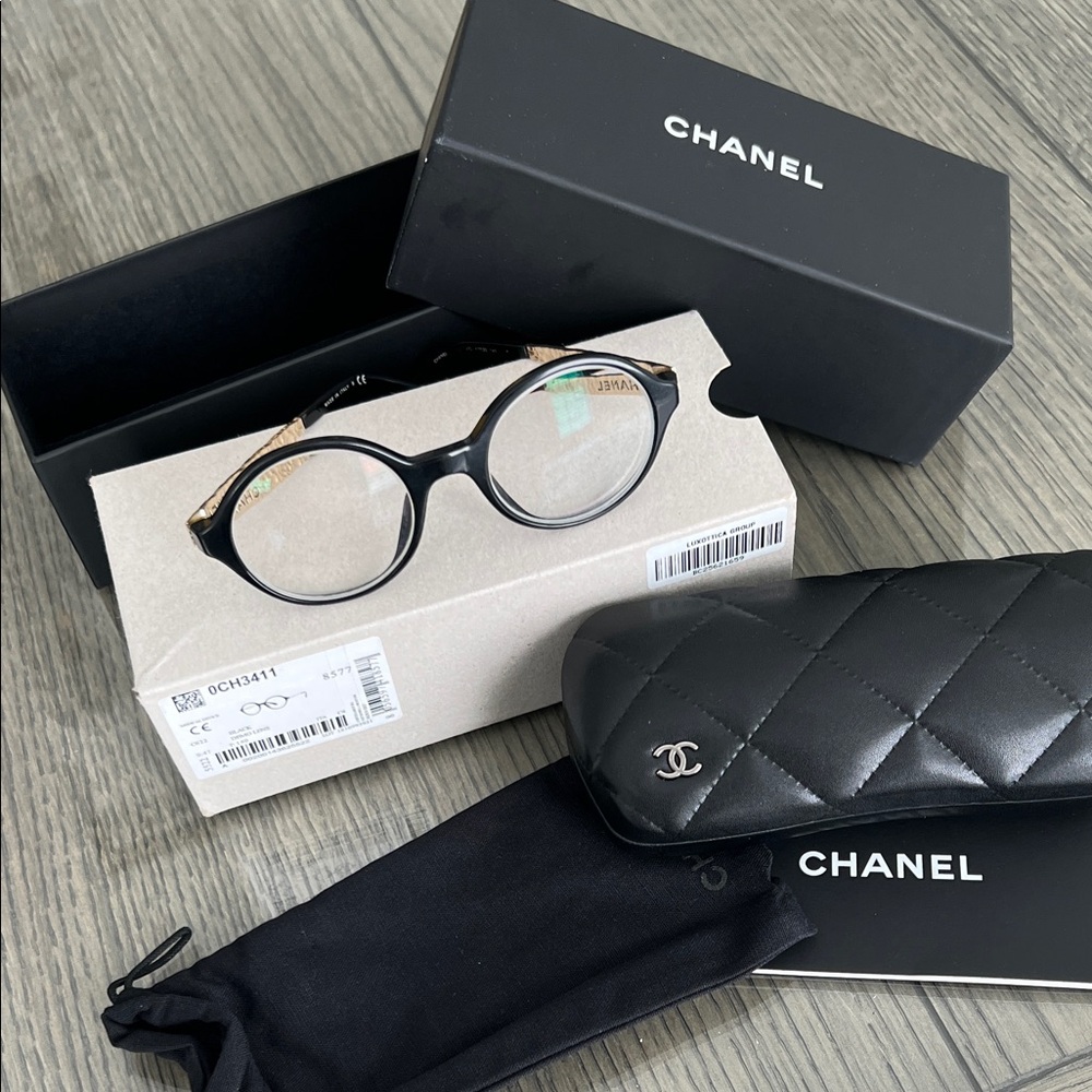 CHANEL Black and Gold Women's Glasses